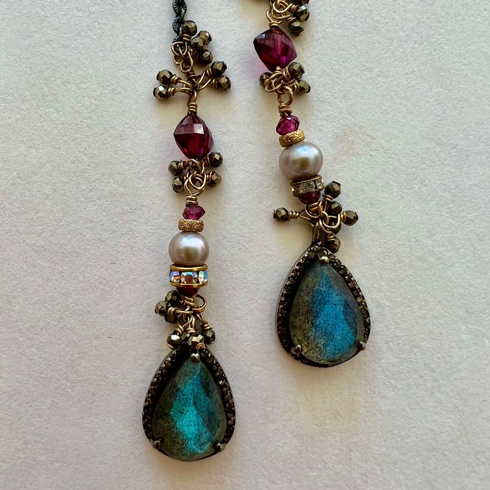 Lariat-style semi precious wrap necklace